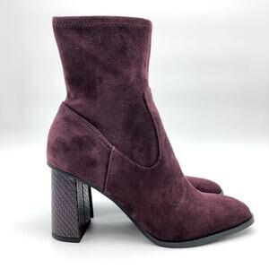 Dolce Vita Womens Ankle Booties Size 6 Dark Red Textured Heel NWOB